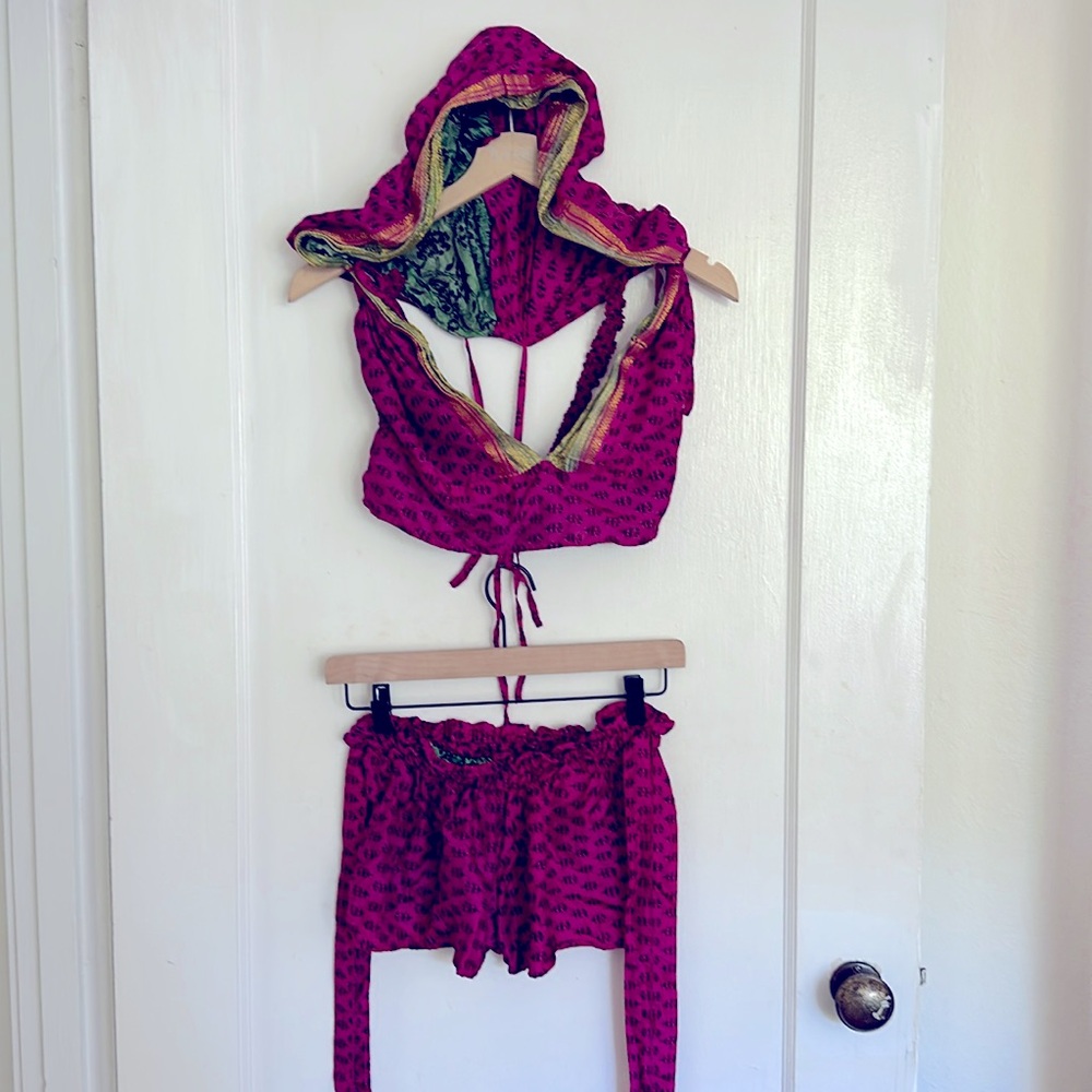 Noralina Freedom Designs 100% silk recycled Sari festival 2 piece matching set